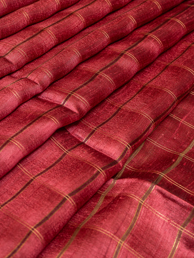 Maroon Hand Printed Pichwai Pure Tussar Silk Saree - Clio Silks