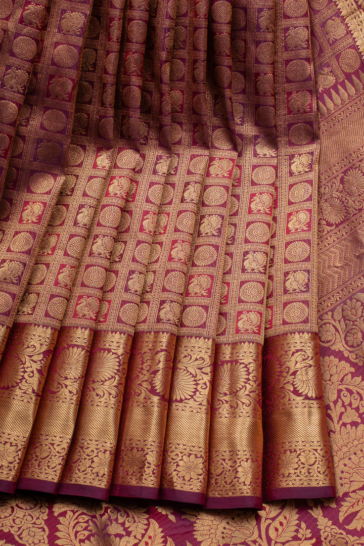 Maroon Brocade Traditional Pure Kanchipuram Silk Saree
