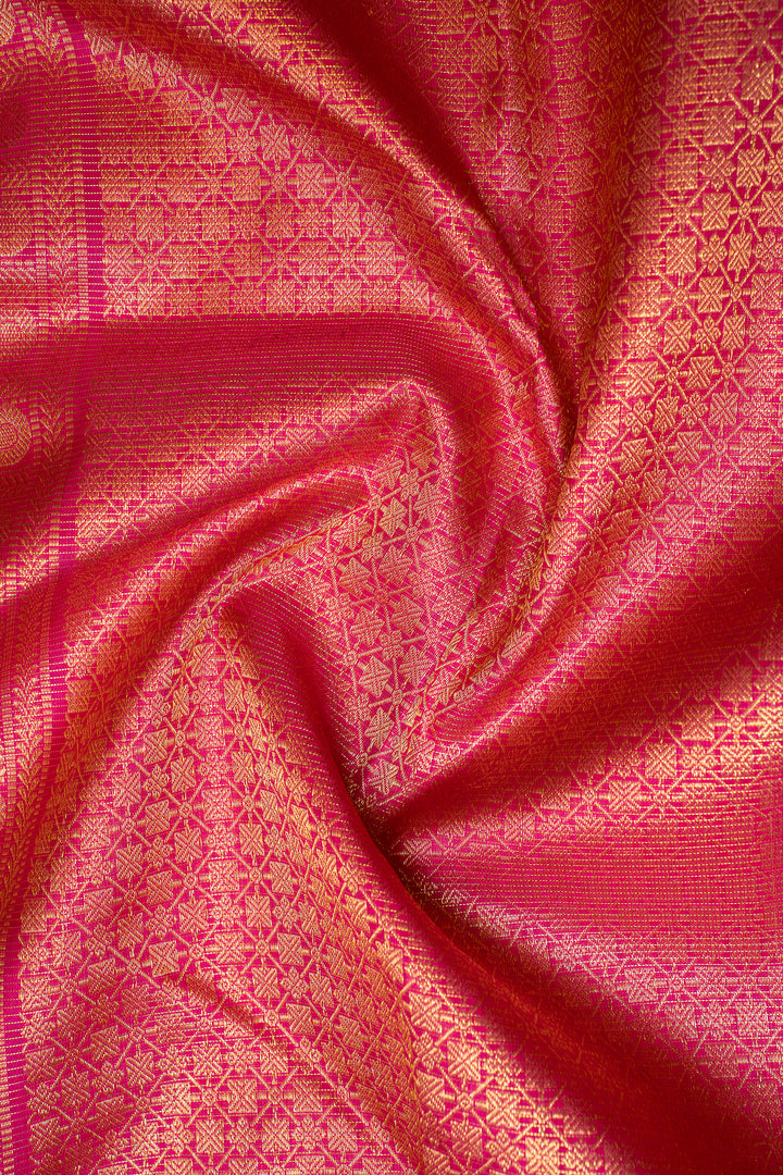 Turquoise Blue Vairaoosi Pure Kanchipuram Silk Saree - Clio Silks