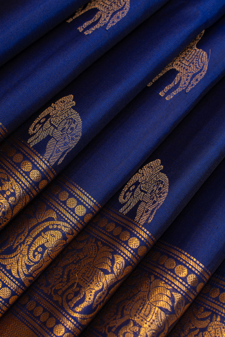 Royal blue pure soft silk saree