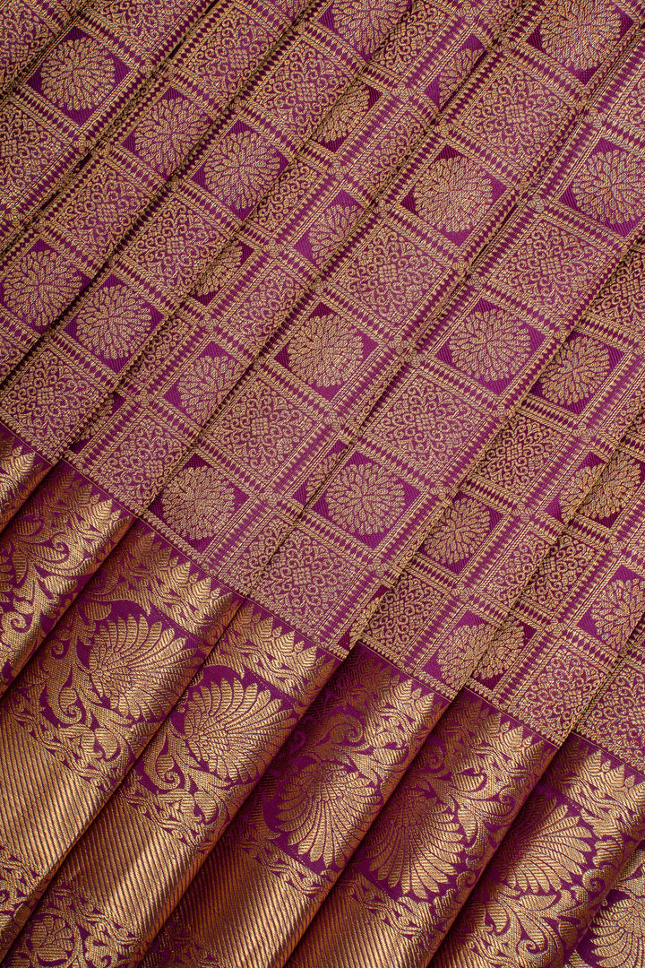 Royal Purple Brocade Pure Kanchipuram Silk Saree