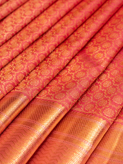 Rouge Pink Brocade Pure Kanchipuram Silk Saree