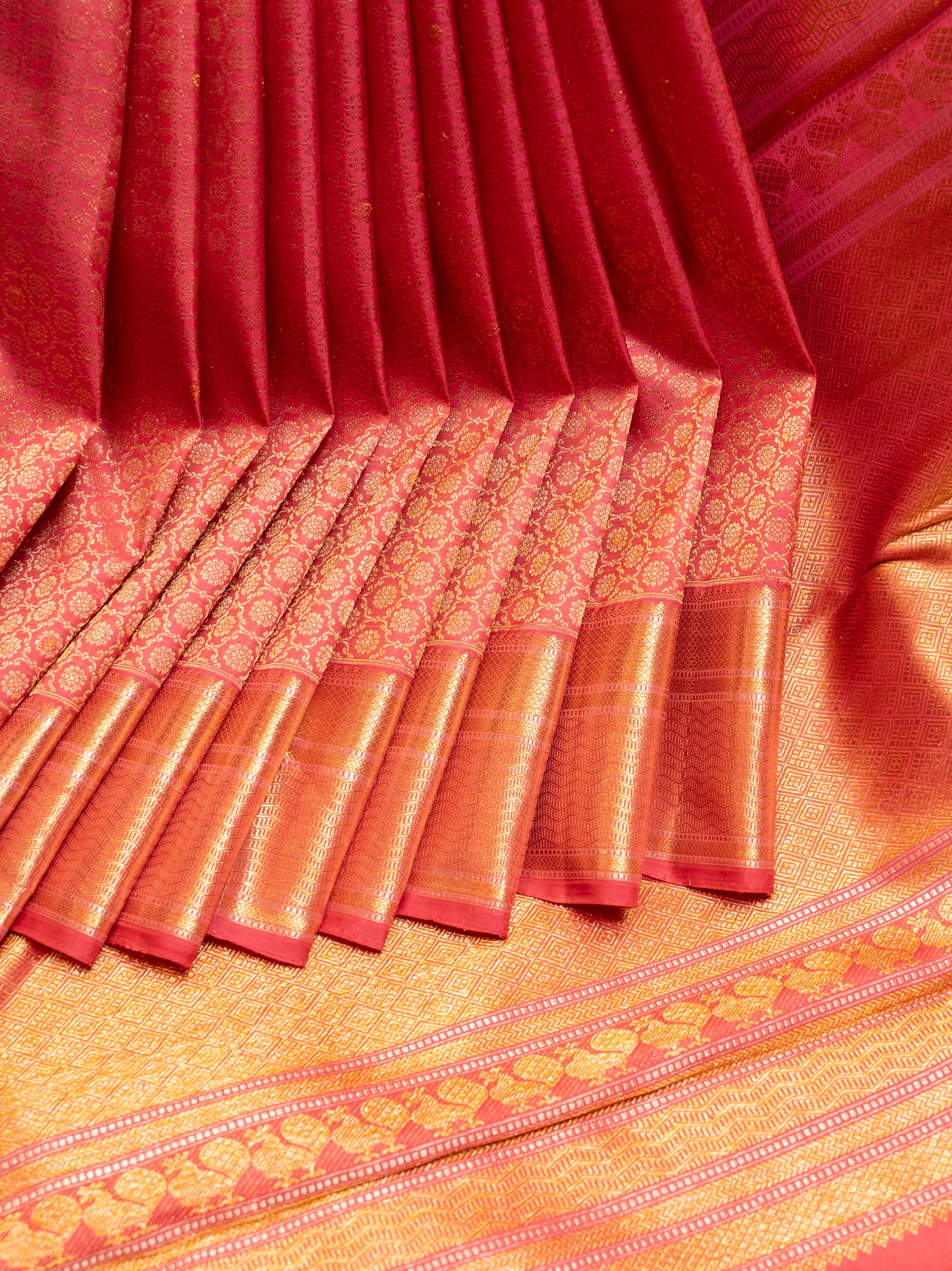 Rouge Pink Brocade Pure Kanchipuram Silk Saree