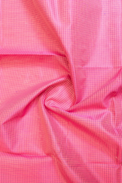 Lotus pink checks pure silk cotton saree