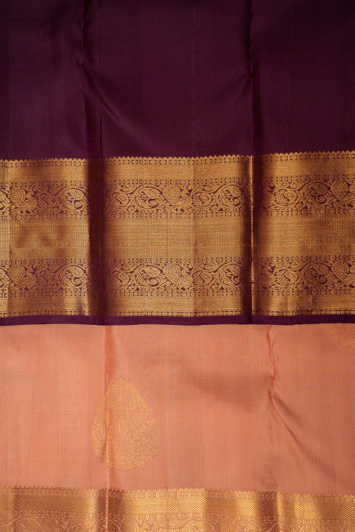 Coral Peach Pastel Pure Kanchipuram Silk Saree - Clio Silks