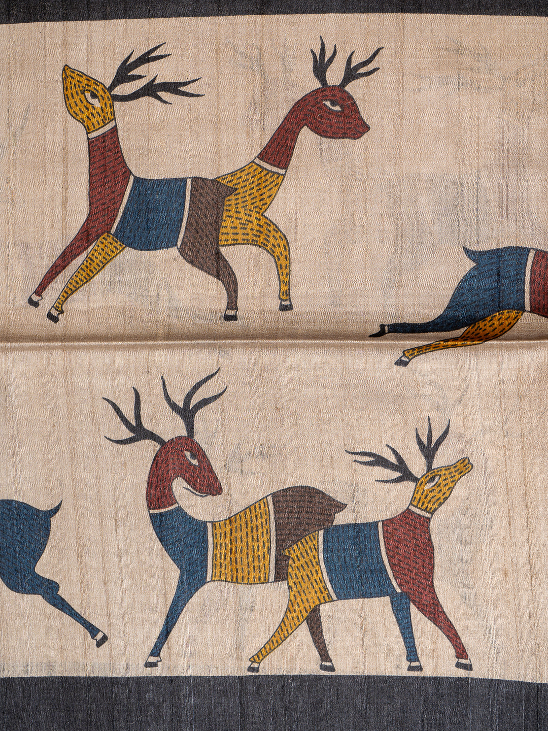 Black Hand Printed Pure Tussar Silk Designer Saree - Clio Silks