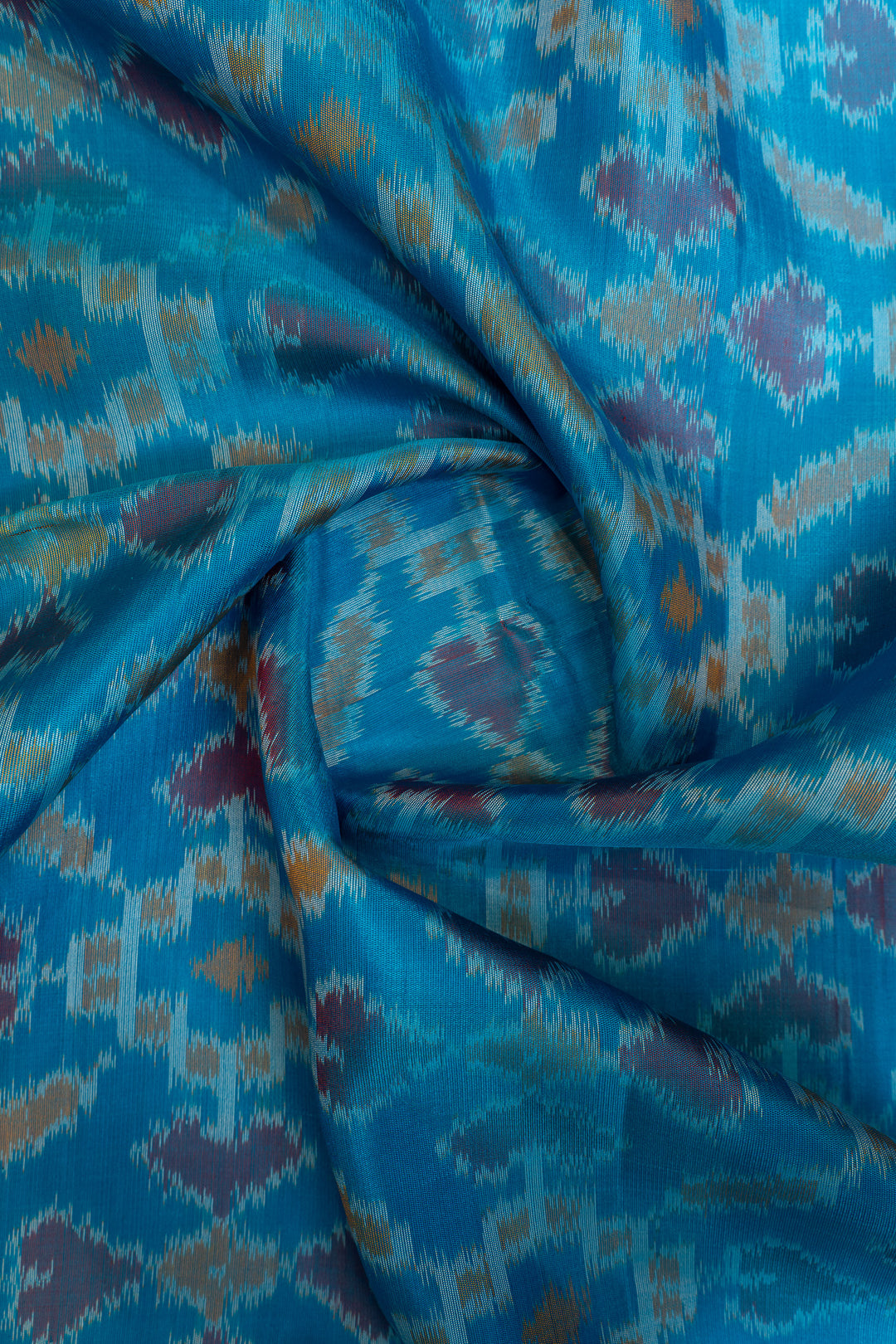 White and blue ikat pure soft silk saree
