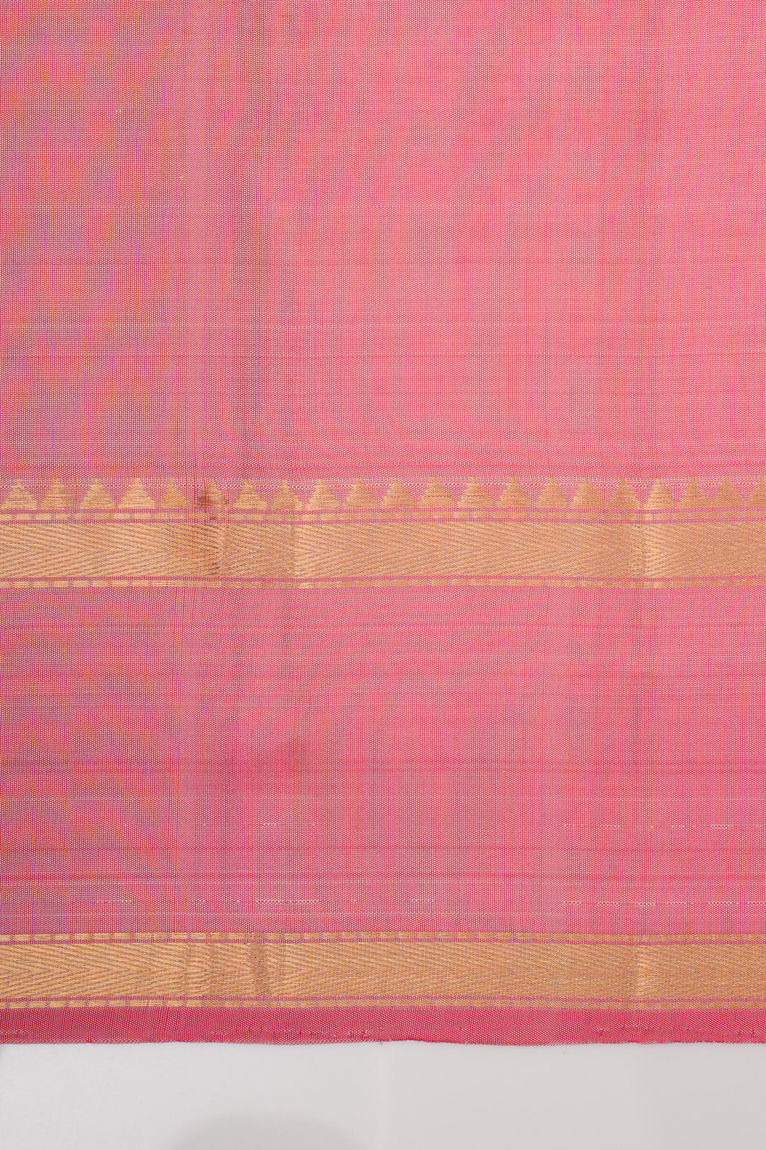 Pearl white and pink handpainted pure kanchipuram silk saree