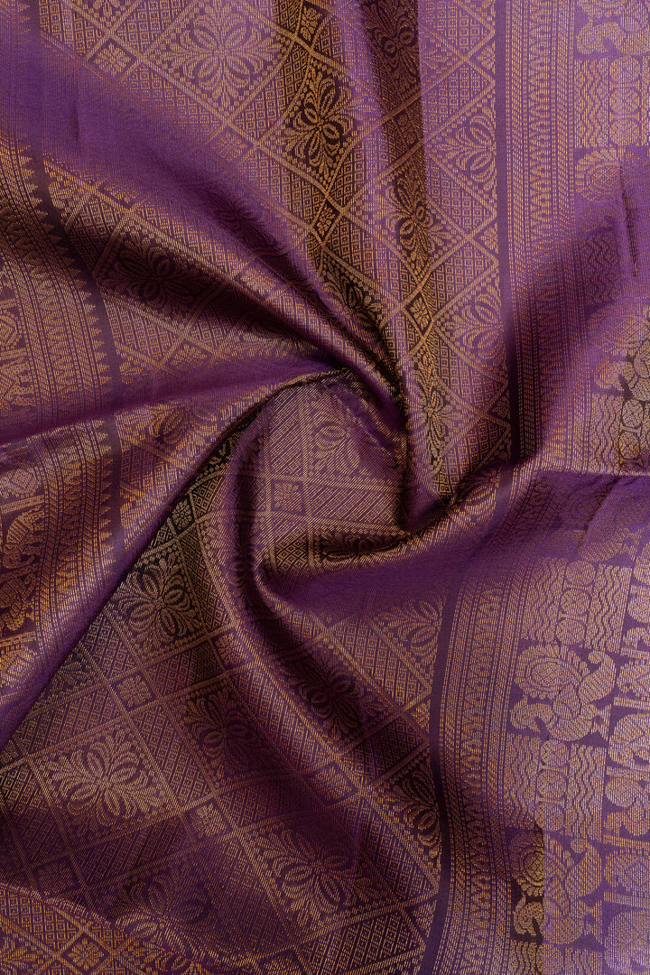 Aubergine purple pure soft silk saree