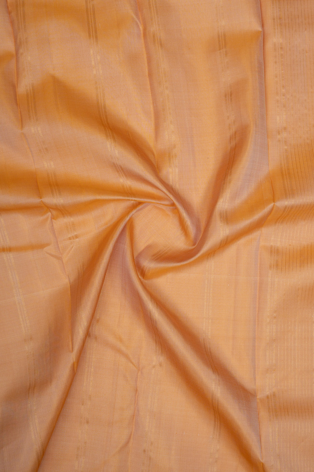 Pearl white and apricot peach handpainted pure kanchipuram silk saree