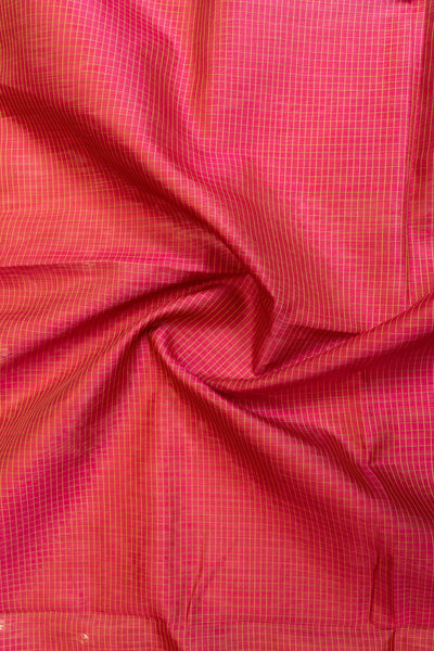 Magenta checks and green pure silk cotton saree