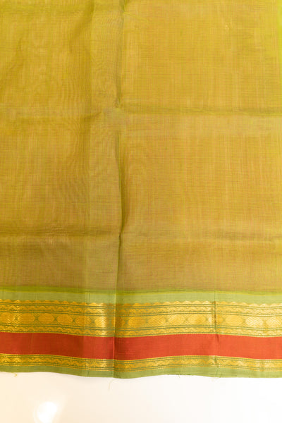 Magenta checks and green pure silk cotton saree