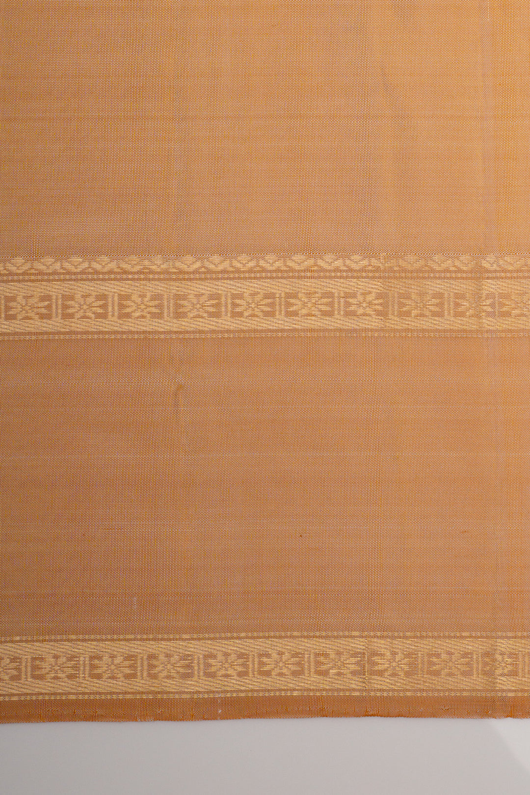 Pearl white and apricot peach handpainted pure kanchipuram silk saree