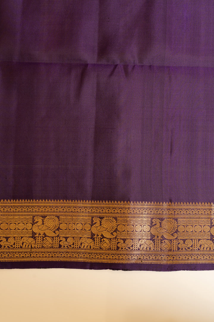 Aubergine purple pure soft silk saree