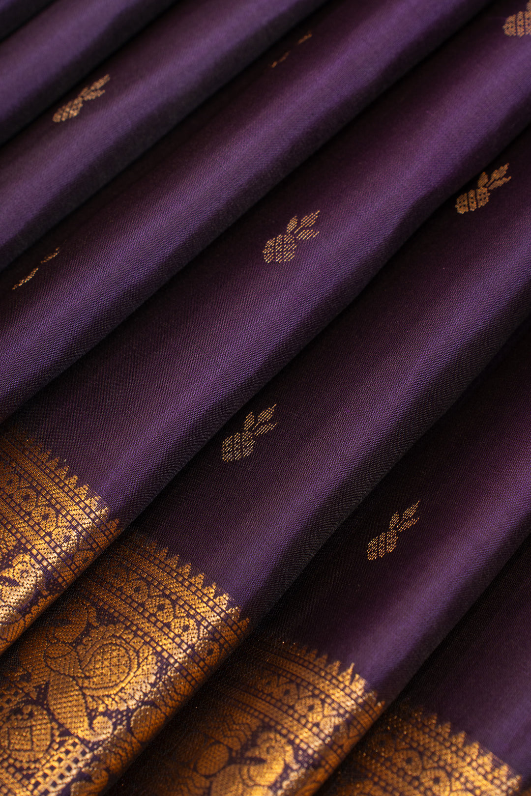 Aubergine purple pure soft silk saree