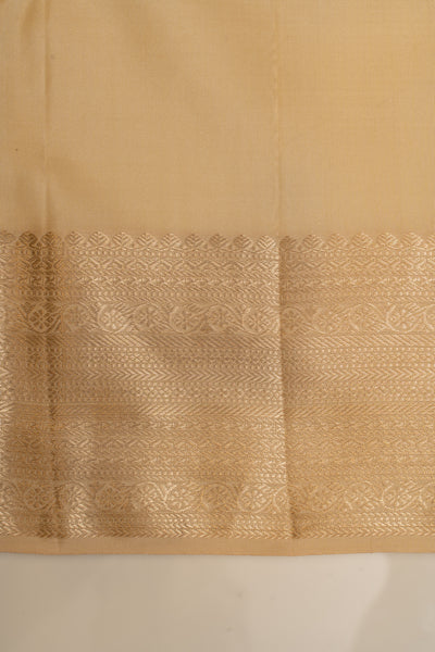 Cream 3D floral with brocade pure Kanchipuram silk saree