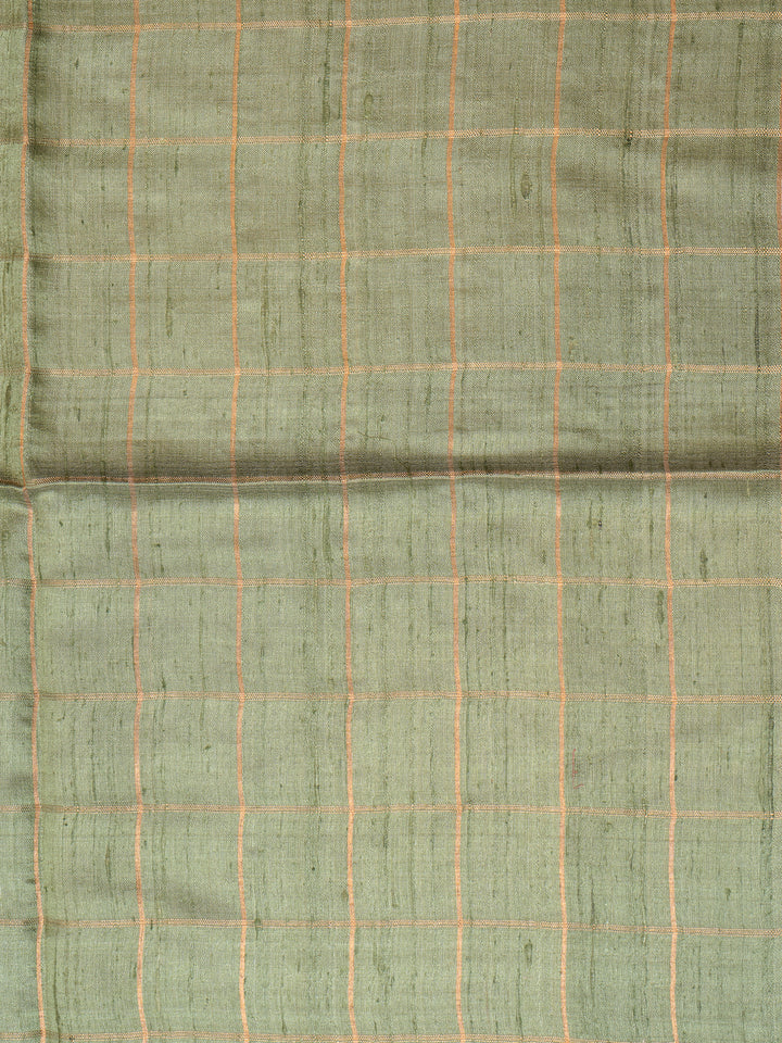 Pastel Green Stripes Pure Tussar Designer Saree - Clio Silks
