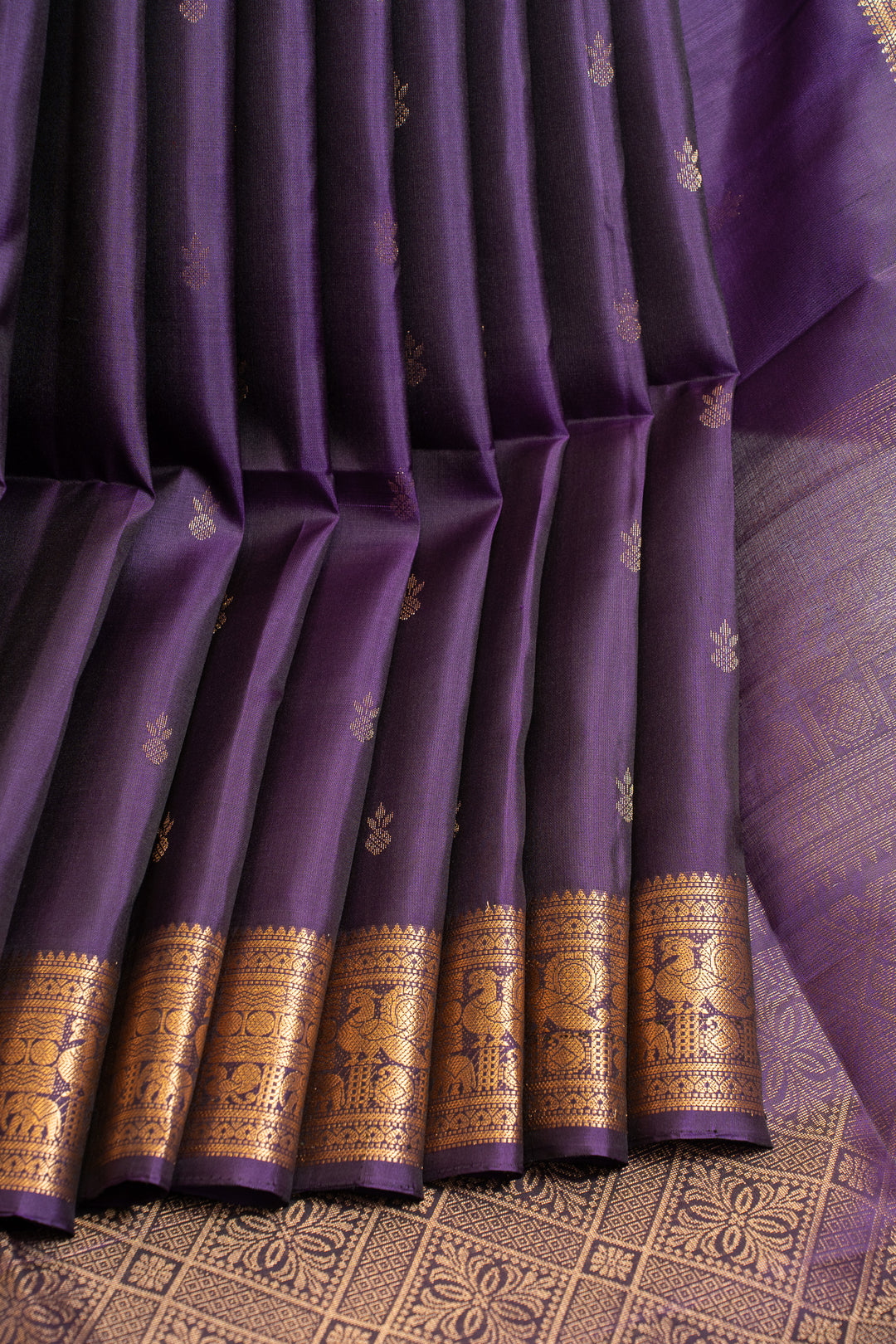 Aubergine purple pure soft silk saree