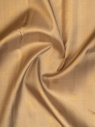 Champagne gold zari checks pure Kanchipuram silk saree