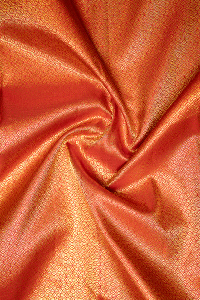 Peach Orange Floral Paithani Pure Kanchipuram Silk Saree - Clio Silks
