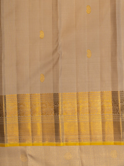 Champagne gold zari checks pure Kanchipuram silk saree