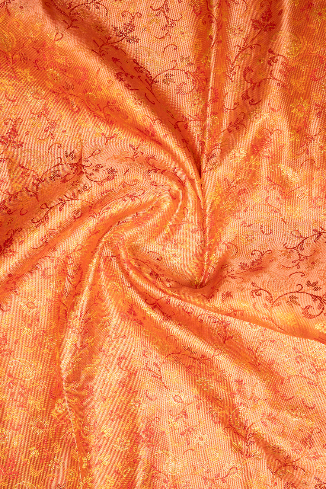 Peach Orange Floral Paithani Pure Kanchipuram Silk Saree - Clio Silks