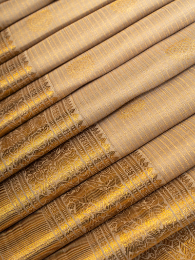 Champagne gold zari checks pure Kanchipuram silk saree