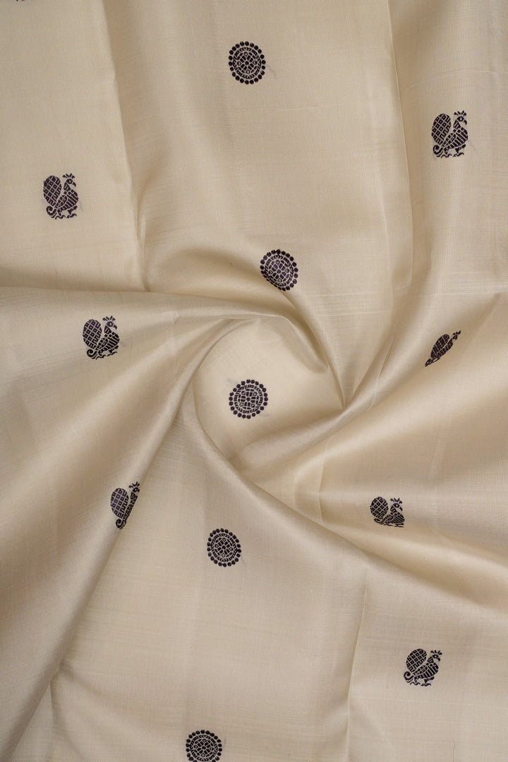 Beige latte traditional pure kanchipuram silk saree