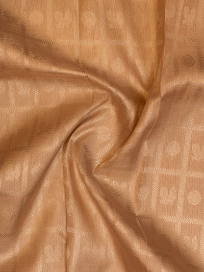 Desert Beige Brocade Checks Pure Kanchipuram Silk Saree