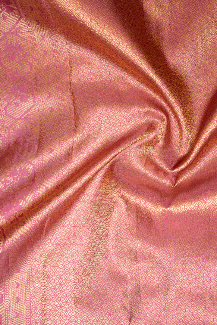 Pastel Green Floral Paithani Brocade Pure Kanchipuram Silk Saree - Clio Silks