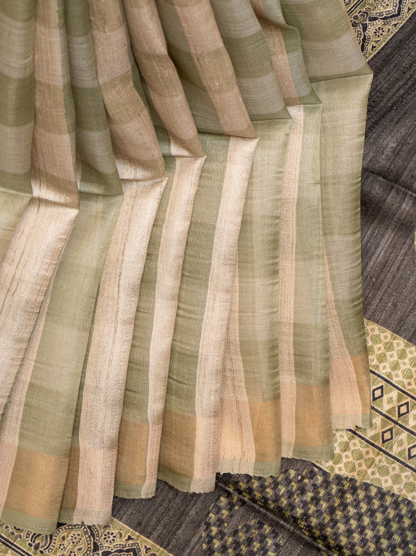 Pastel Green Pure Organza Tussar Designer Saree - Clio Silks