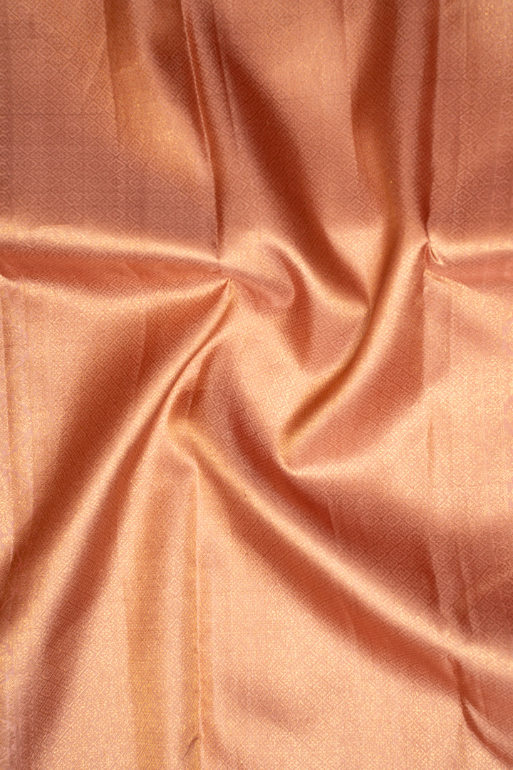 Melon Peach Pastel Pure Kanchipuram Silk Saree - Clio Silks