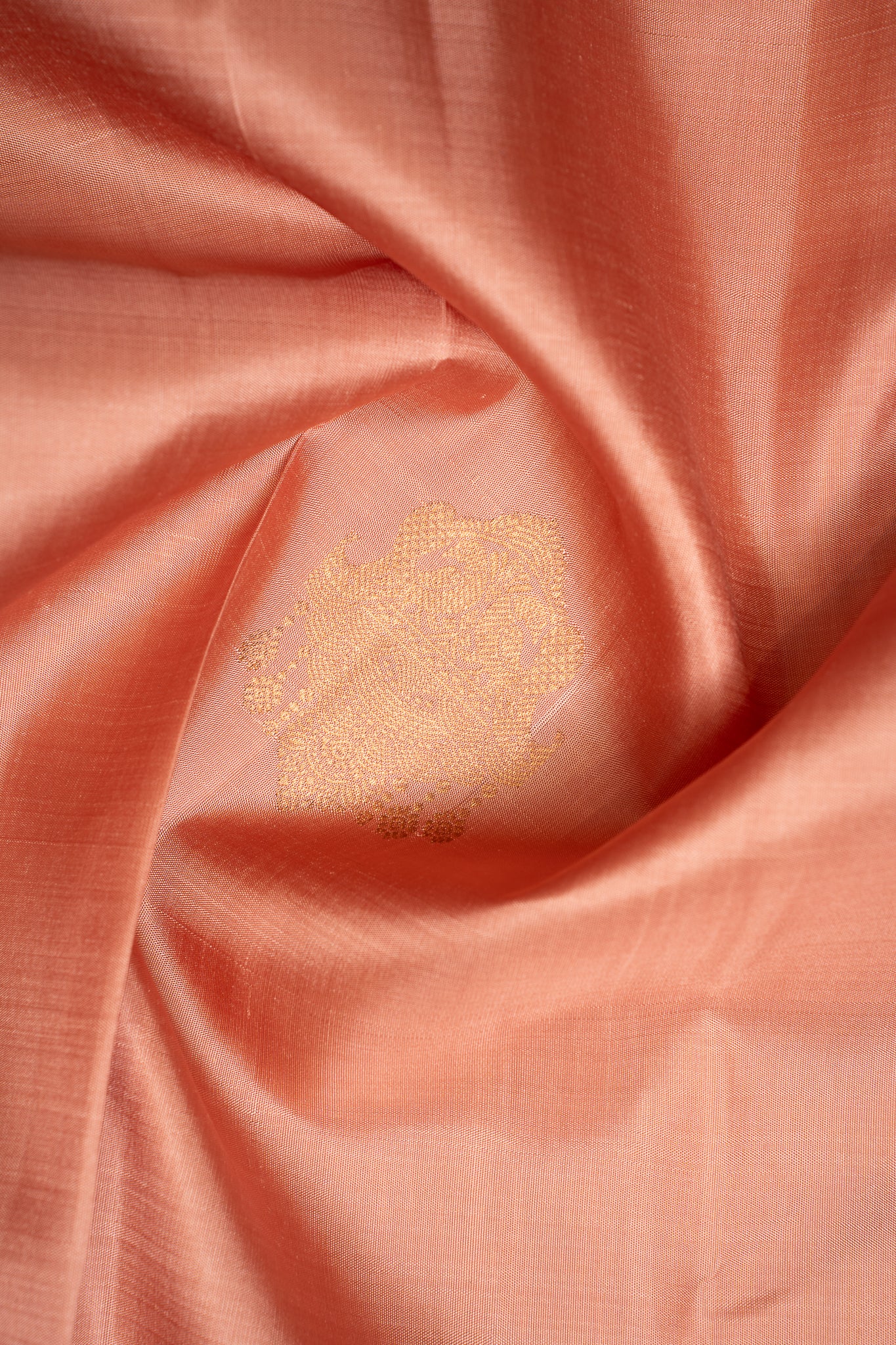 Melon Peach Pastel Pure Kanchipuram Silk Saree - Clio Silks