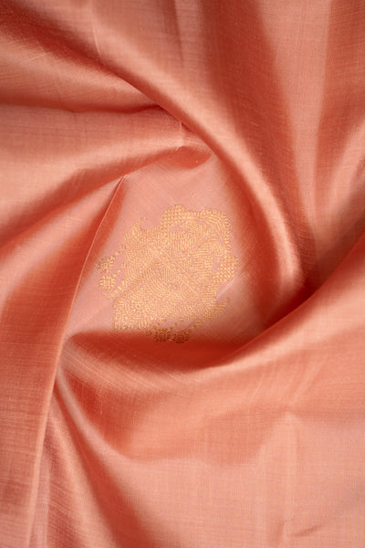 Melon Peach Pastel Pure Kanchipuram Silk Saree - Clio Silks