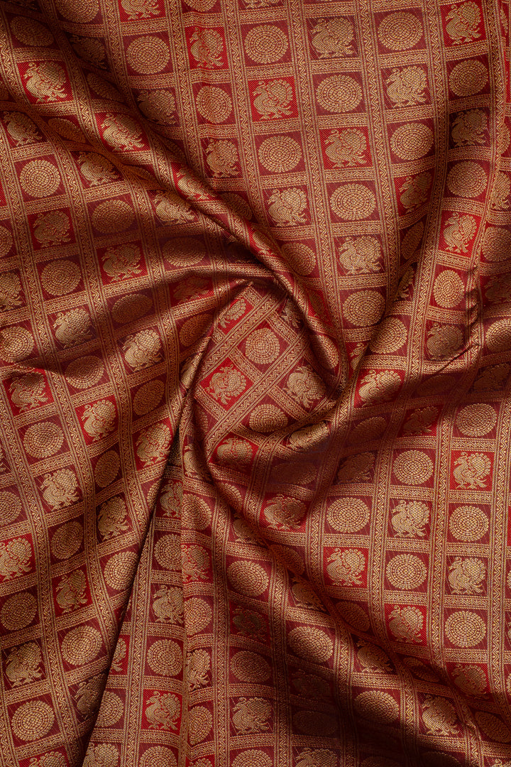 Maroon Annam Chakram Pure Kanchipuram Silk Saree