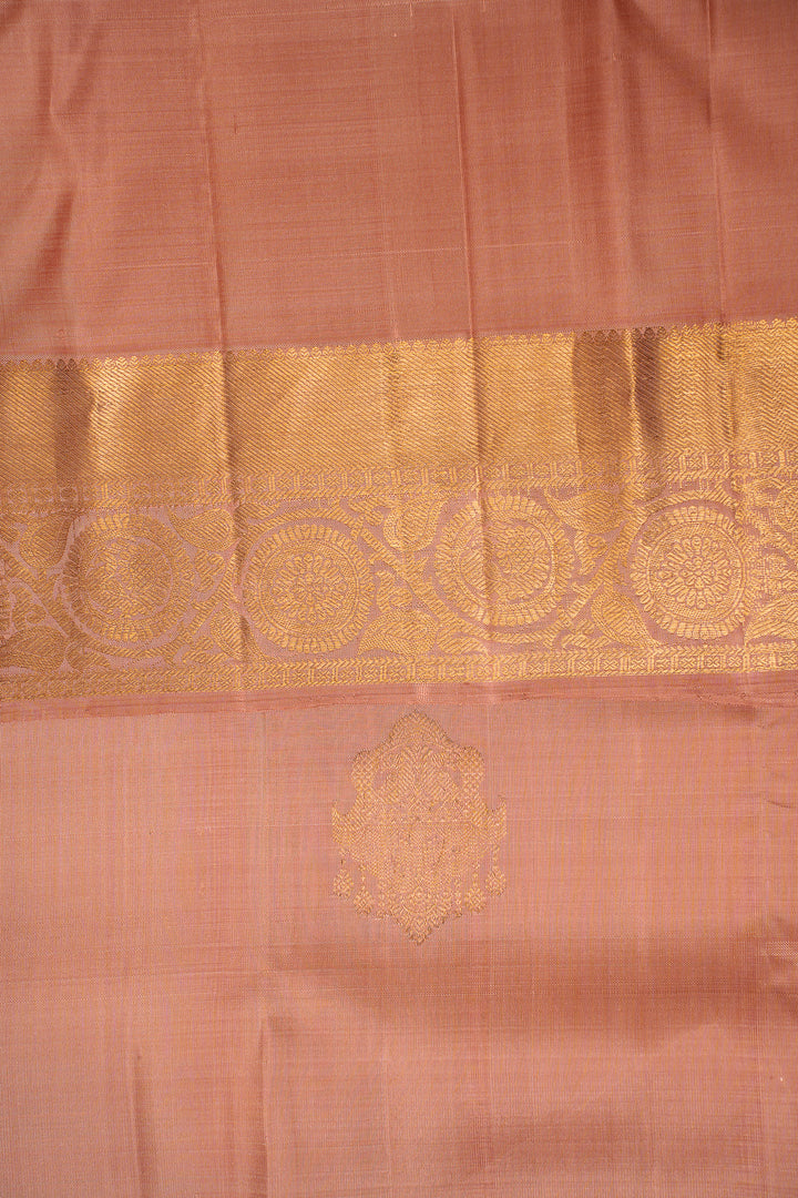 Melon Peach Pastel Pure Kanchipuram Silk Saree - Clio Silks