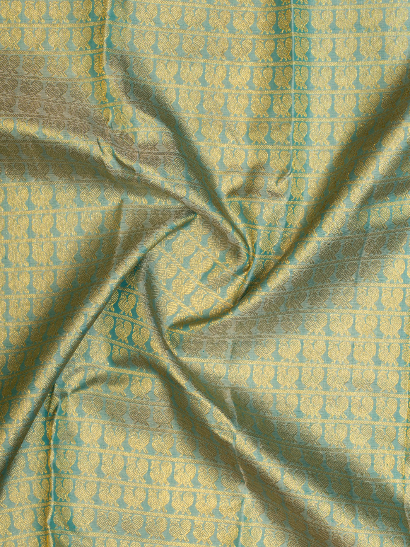 Teal blue annapakshi brocade pure zari Kanchipuram silk saree