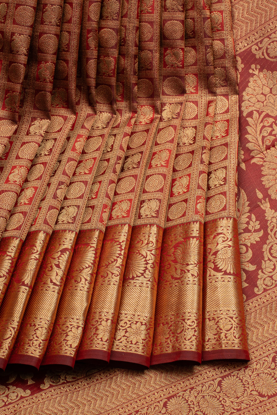 Maroon Annam Chakram Pure Kanchipuram Silk Saree