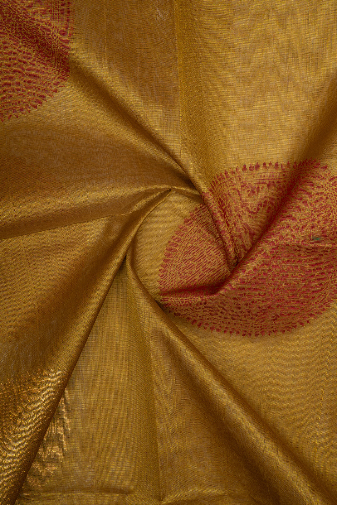 Khaki Thread and Zari Motifs Pure Silk Cotton Saree
