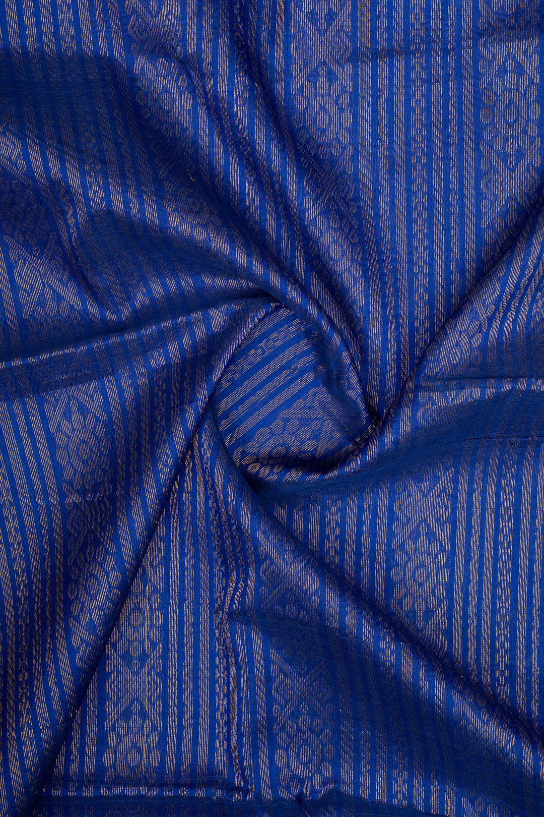 Peacock Blue Vairaoosi Stripes Pure Kanchipuram Silk Saree