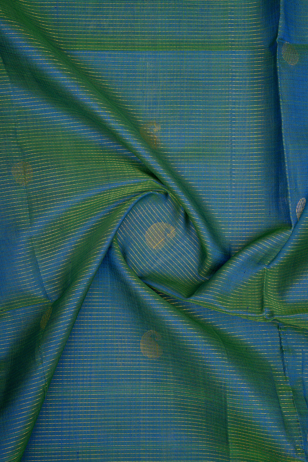 Peacock Blue Vairaoosi Stripes Pure Kanchipuram Silk Saree