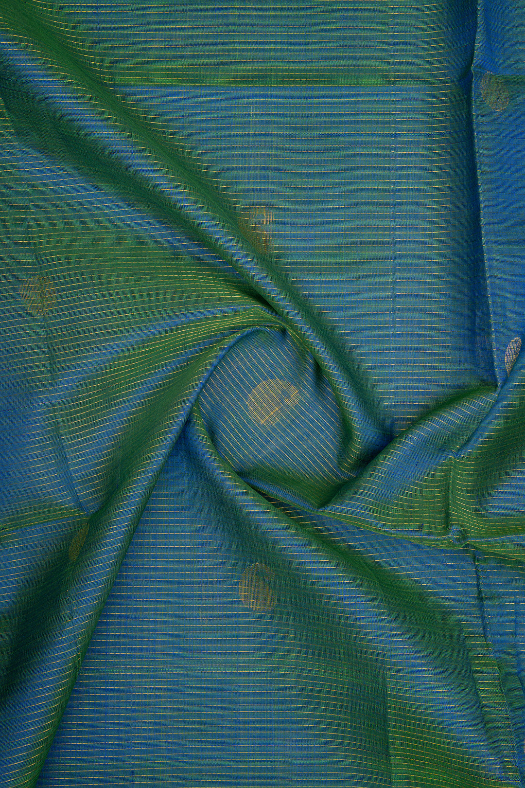 Peacock Blue Vairaoosi Stripes Pure Kanchipuram Silk Saree