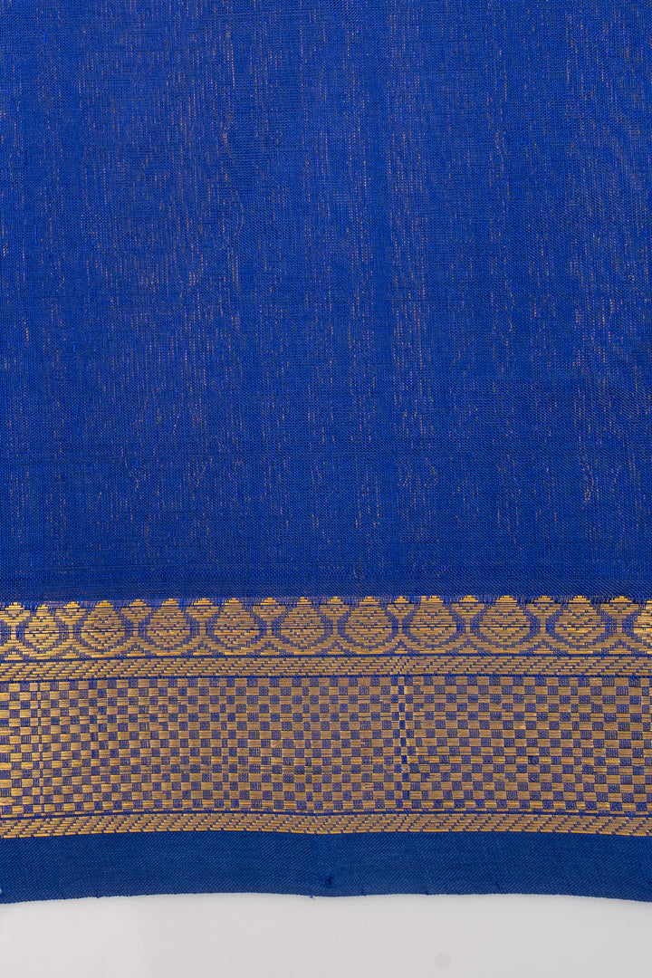 Peacock Blue Vairaoosi Stripes Pure Kanchipuram Silk Saree