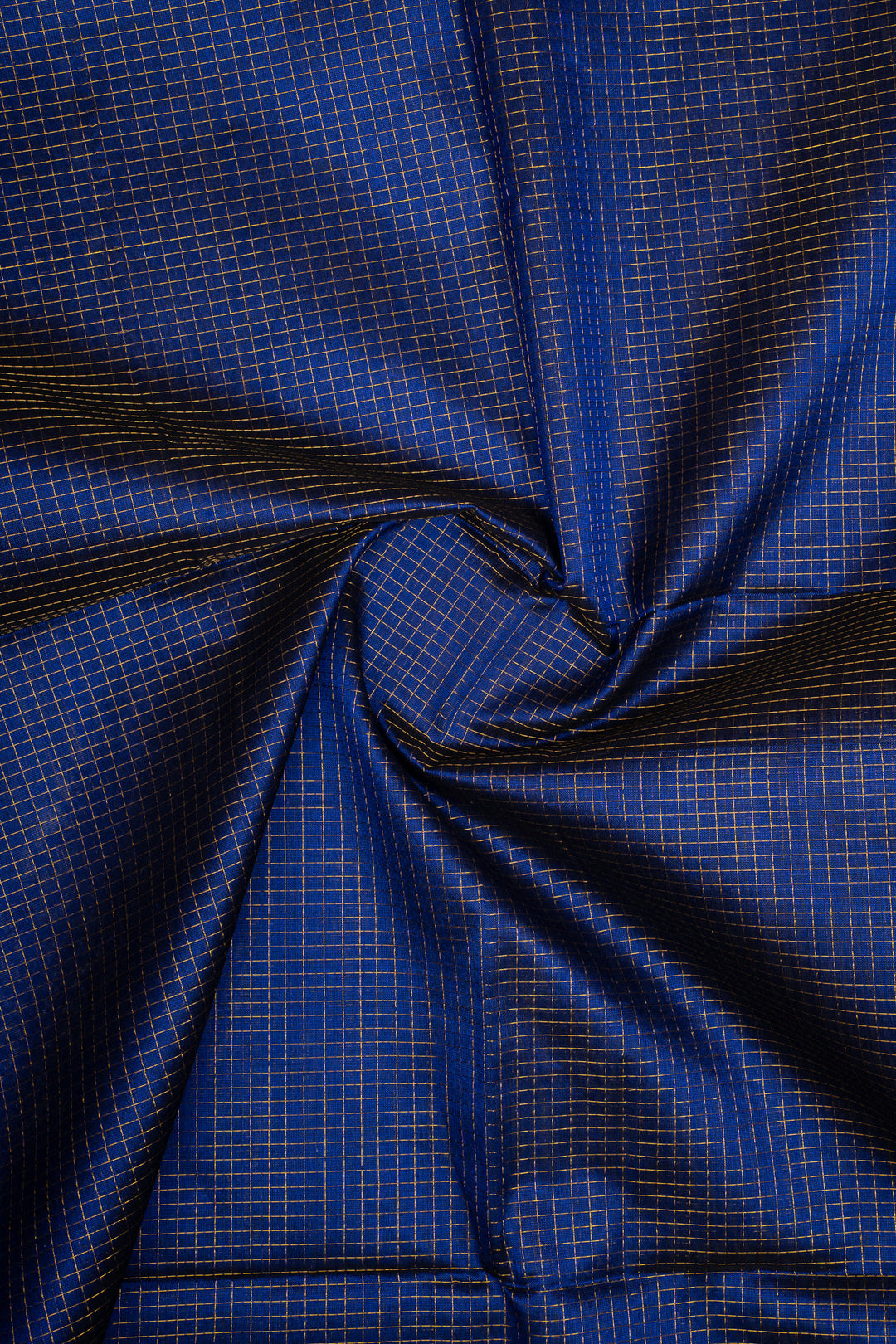 MS Blue Zari Checks Pure Kanchipuram Silk Saree