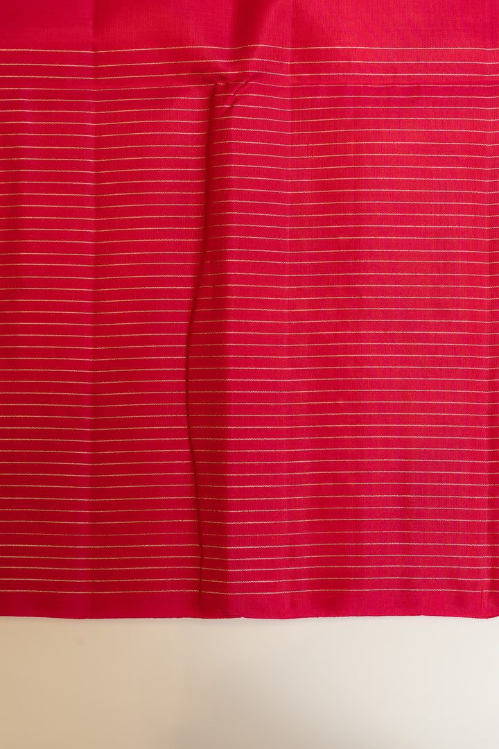 Reddish pink zari checks pure soft silk saree