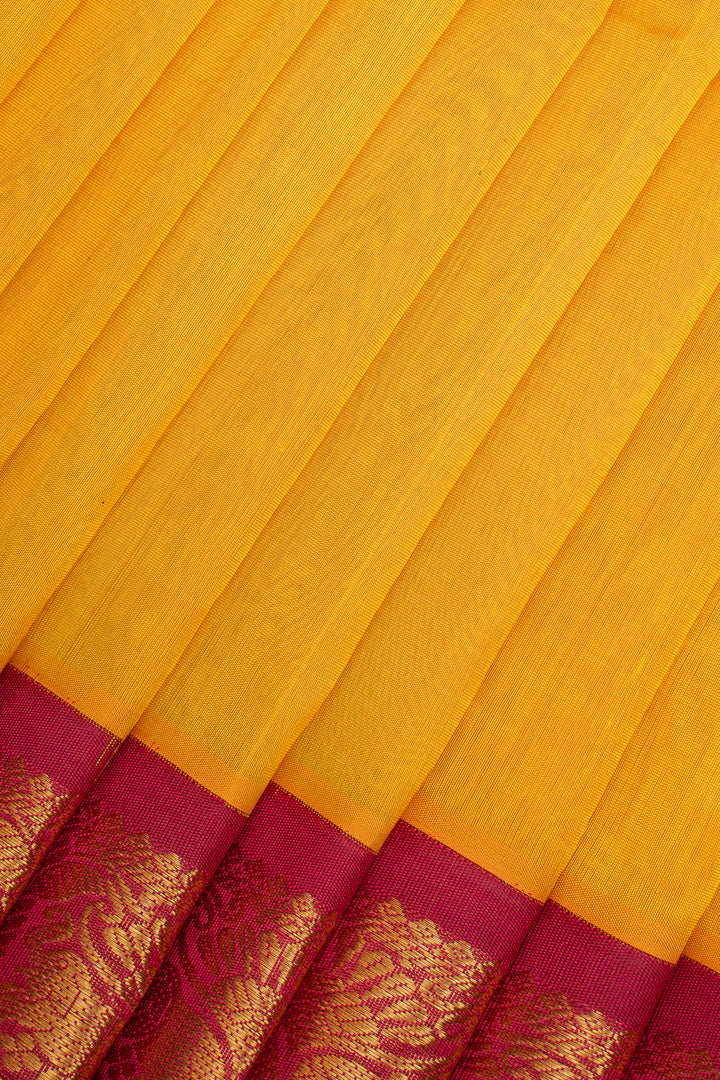 Yellow and Pink Korvai Pure Silk Cotton Saree