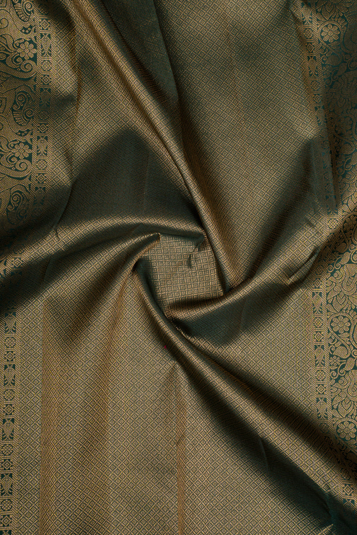 Mehandi Green Stripes Pure Kanchipuram Silk Saree