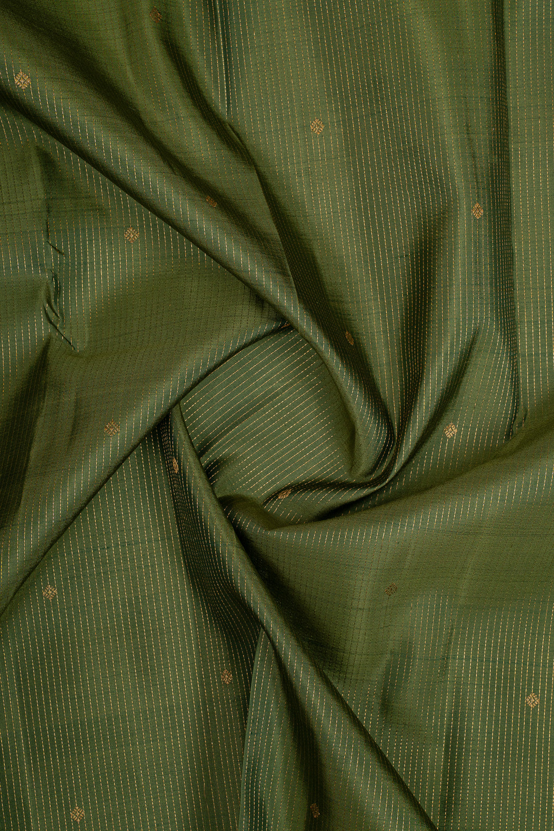 Mehandi Green Stripes Pure Kanchipuram Silk Saree