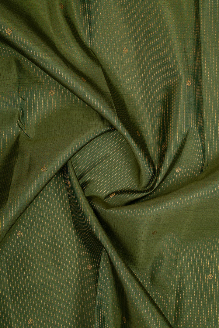 Mehandi Green Stripes Pure Kanchipuram Silk Saree