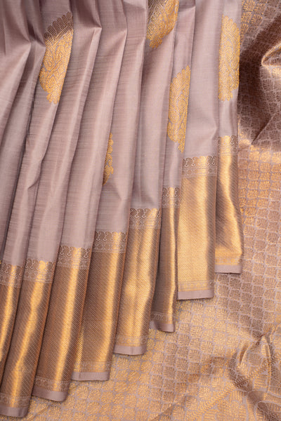 Bare Beige Pastel Pure Kanchipuram Silk Saree - Clio Silks